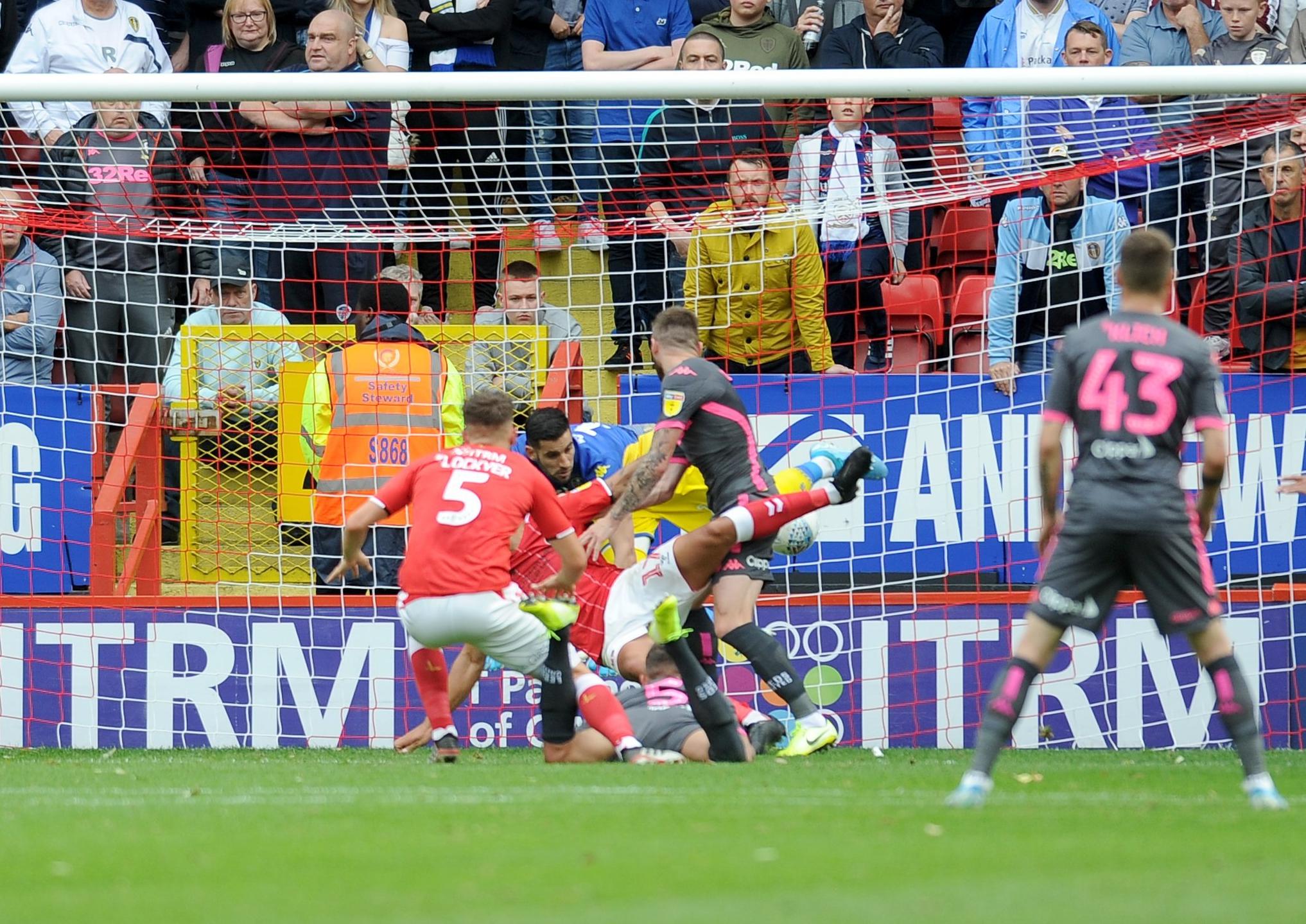 Macauley Bonne nets Charlton's winner against Leeds United.