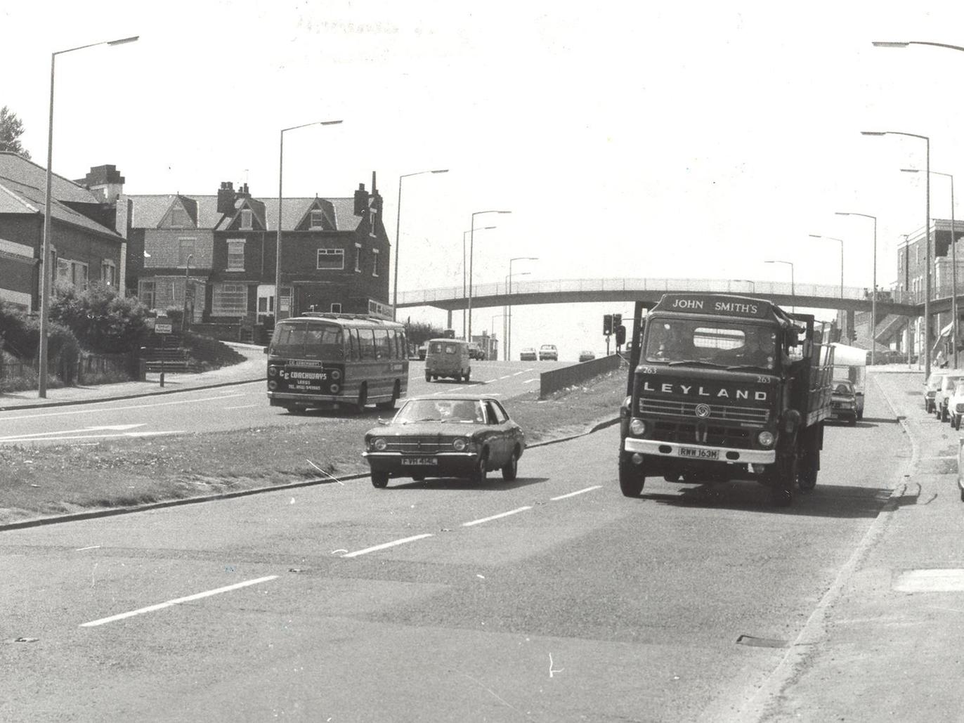 The caption says the 'busy' York Road going out of Leeds.