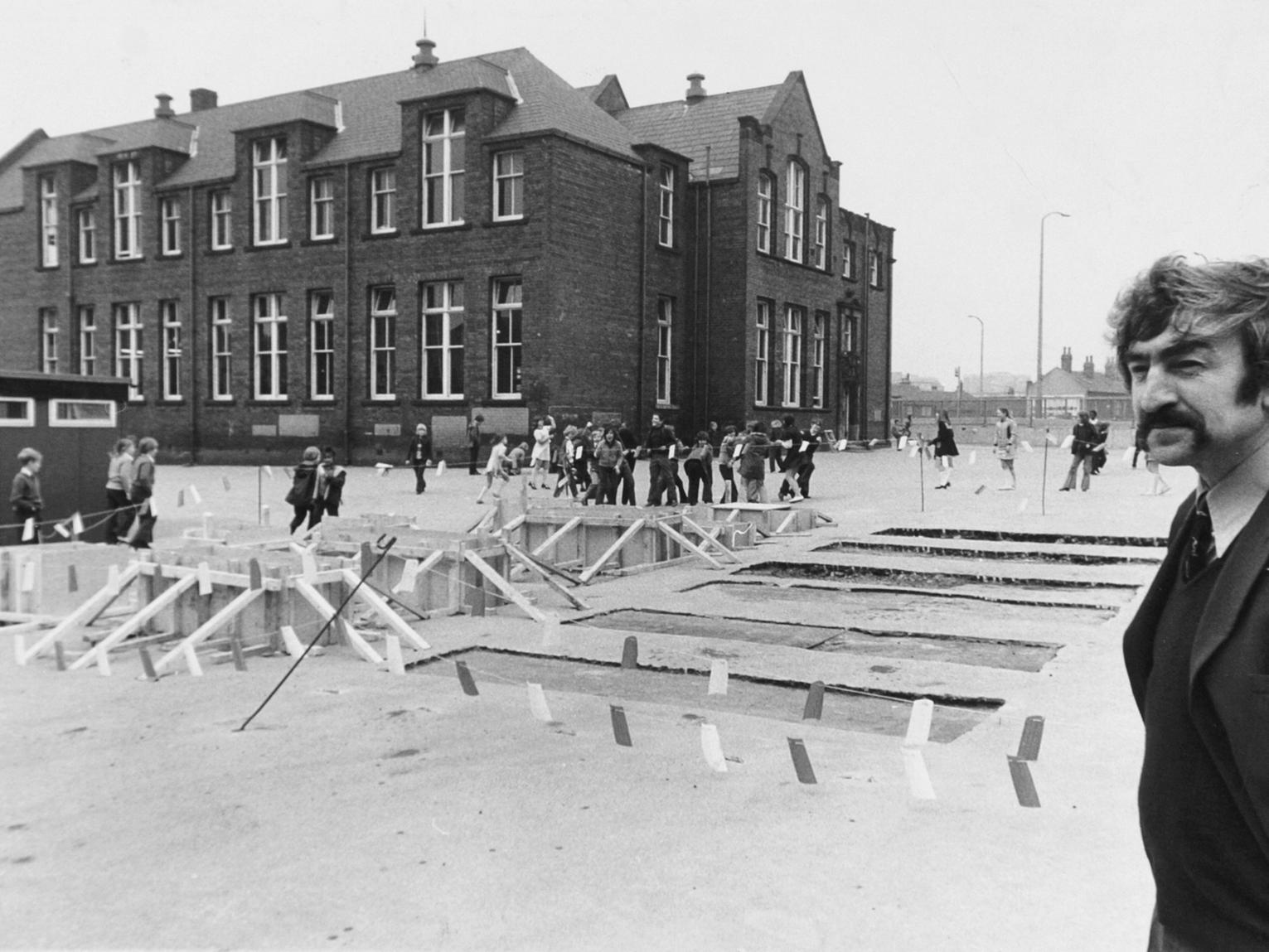 Victoria Middle School on York Road. Clive Lockwood looks out into the playground which was gradually being reduced.