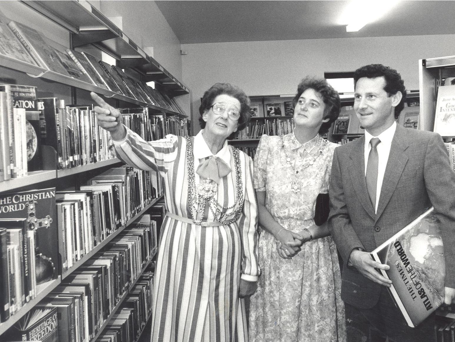 Halton's new library is opened by the then Lord Mayor of Leeds, Coun Doreen Wood (left), who is pictured with the Lady Mayoress Sheila Staveley and David Edelman, director of Moorland Estates.
