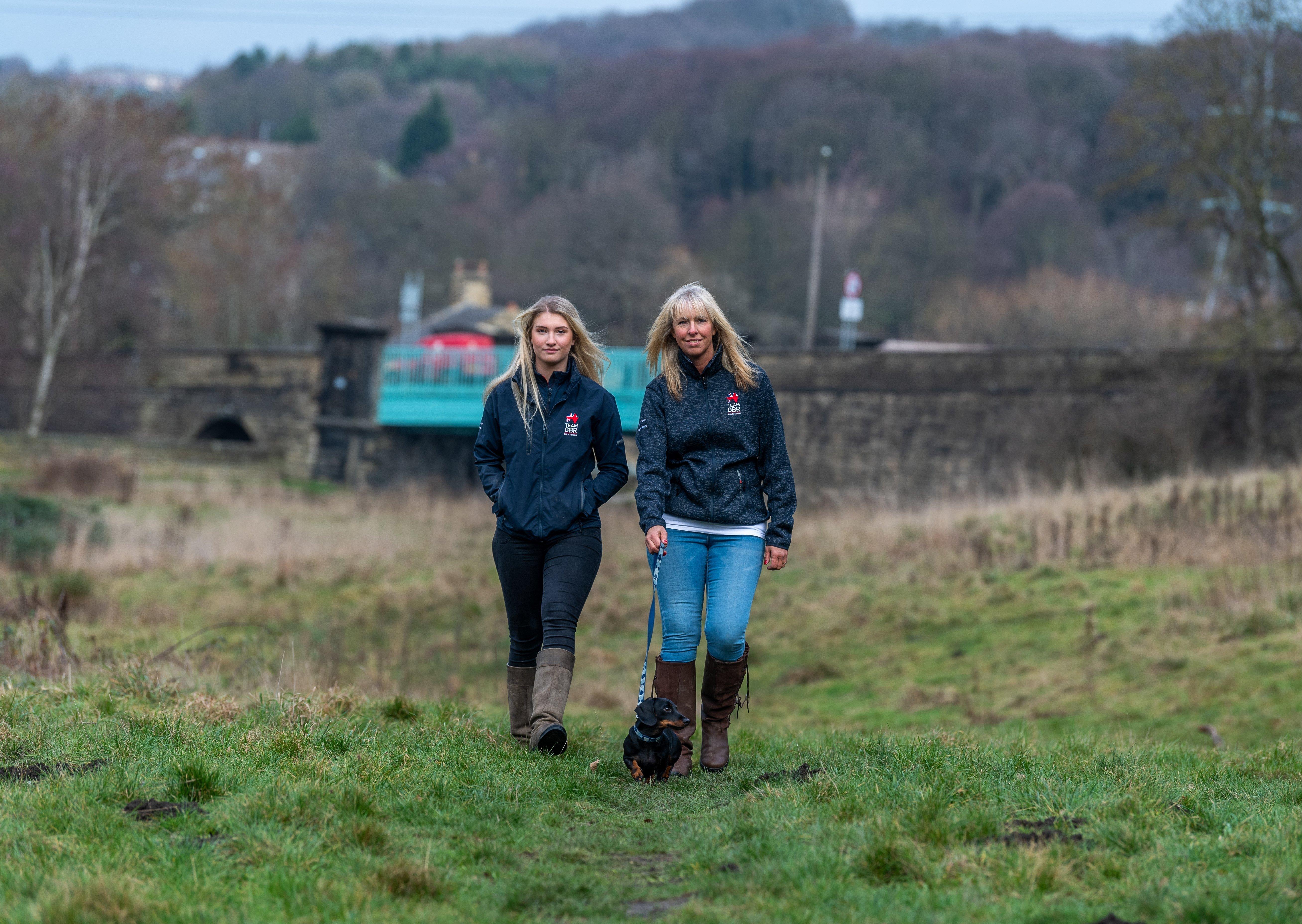 FAMILY: Leeds equestrian Izzy Palmer, left, with her mum Caroline, and pet, Dasher.