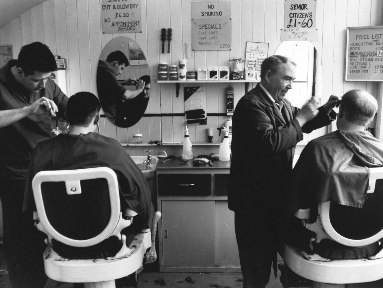 The barbers shop at the top of Domestic Street.