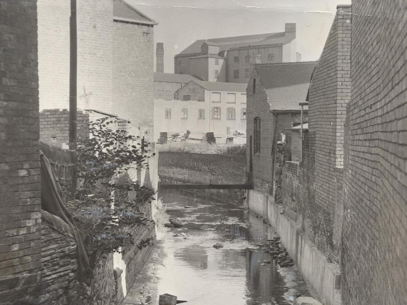 Hol Beck, from which the Holbeck district derives its name, pictured from a bridge in Domestic Street.