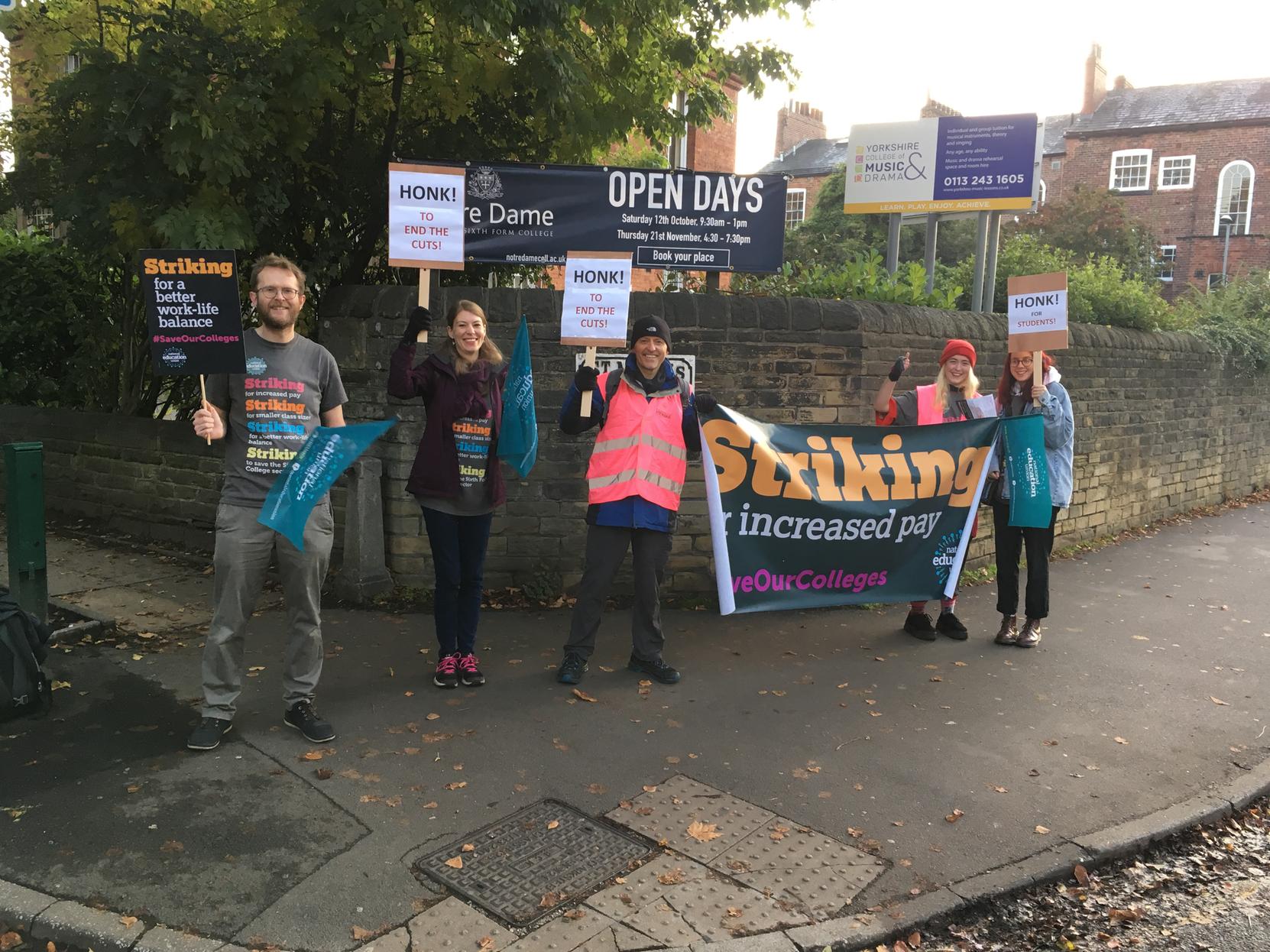 Staff said they had received positive support from people walking past the picket near Woodhouse Lane.
