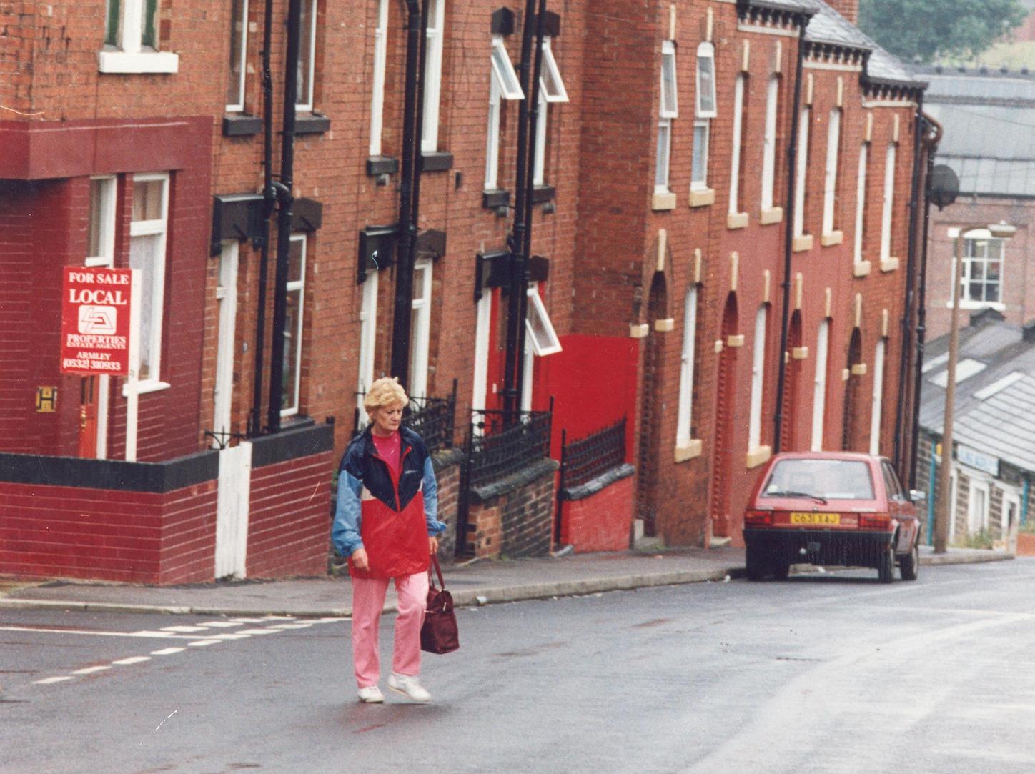 A street in Armley. Note the old Leeds dialling code on the for sale sign.