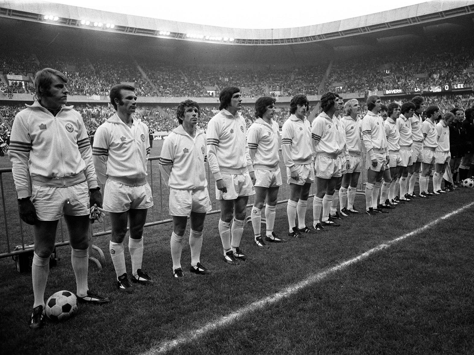 MISERABLE NIGHT: The Leeds United team line up for the 1975 European Cup Final at the Parc des Princes against Bayern Munich, losing 2-0 in controversial circumstances.
Leeds' team (from left): David Stewart, Paul Reaney, John Giles, Norman Hunter, Frank Gray, Peter Lorimer, Joe Jordan, Paul Madeley, Terry Yorath, Allan Clarke, Trevor Cherry, Eddie Gray and Billy Bremner.