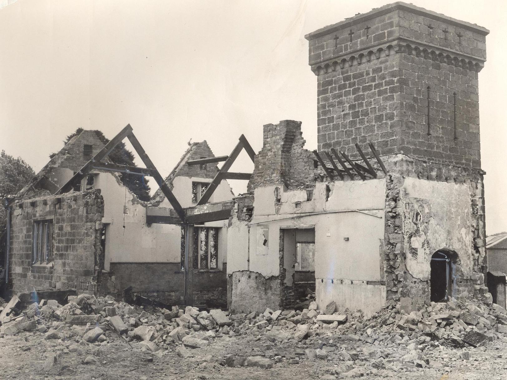 The caption in the archive reads 'the half-demolished school at Seacroft.' Does anyone know which school?