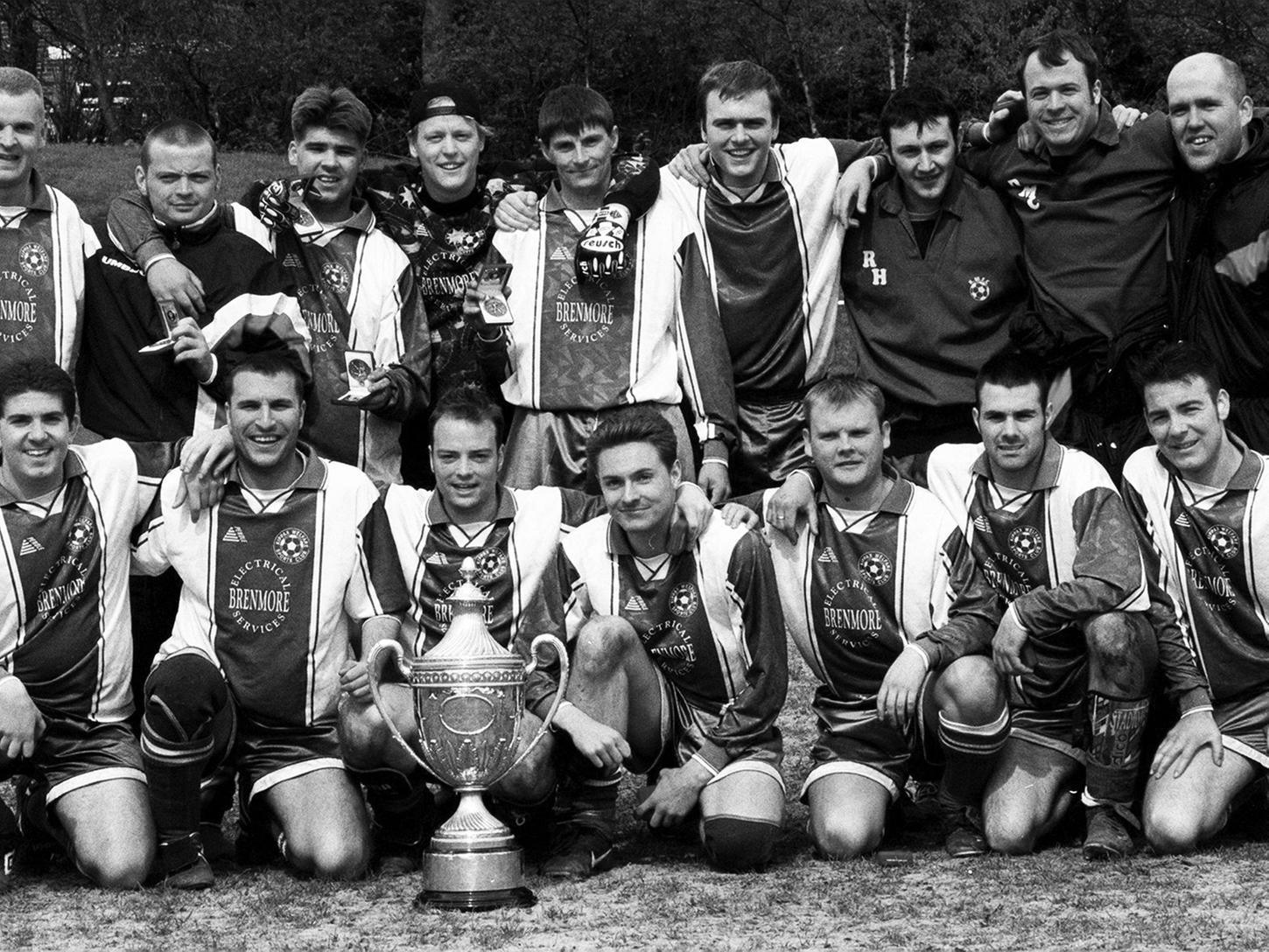 Kippax Welfare posed for a commemorative picture after winning the Leeds Sunday League Raftery Cup Final in April 1998