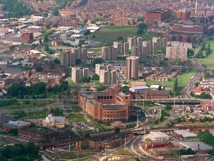 View across Leeds, pictured centre the new DHSS building (Quarry House)