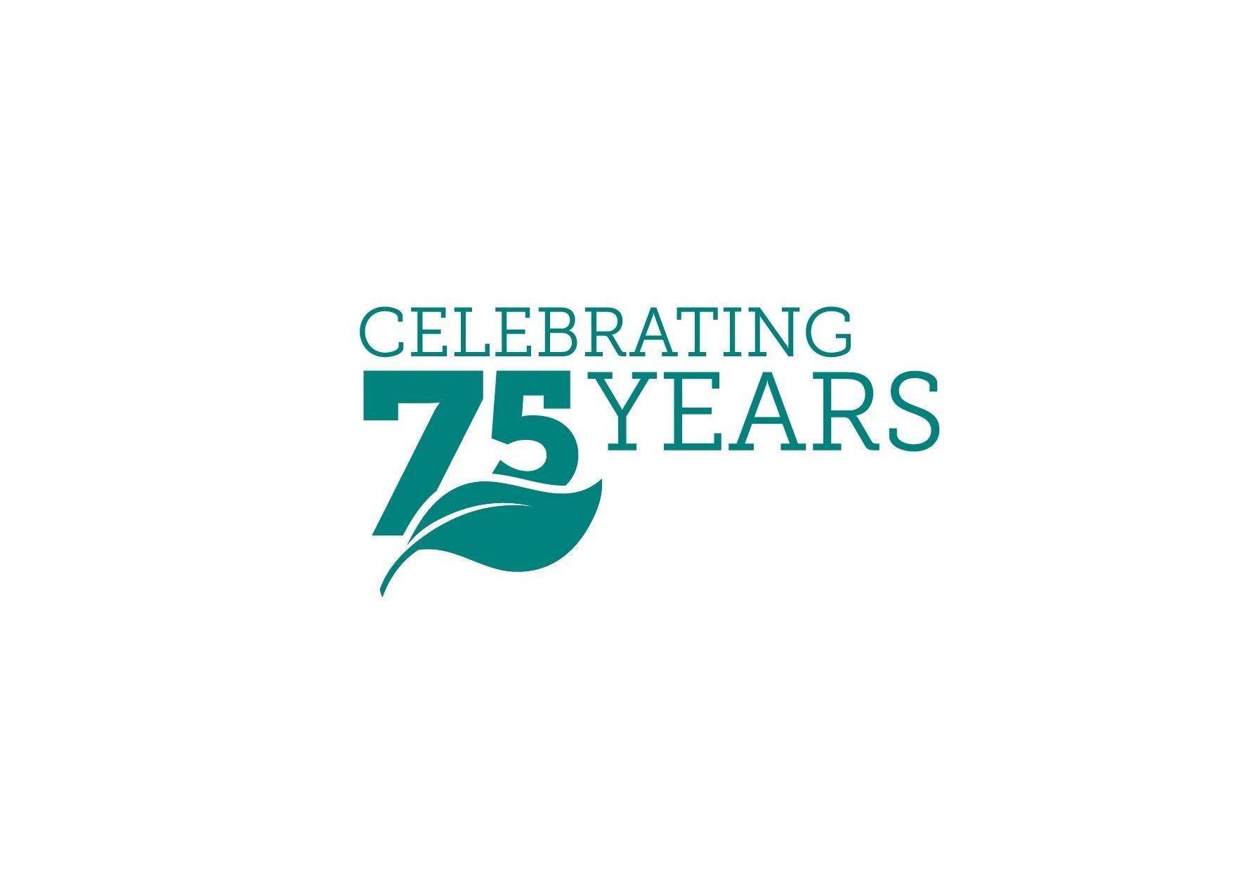 Logo celebrating The Vegan Society's 75th anniversary.