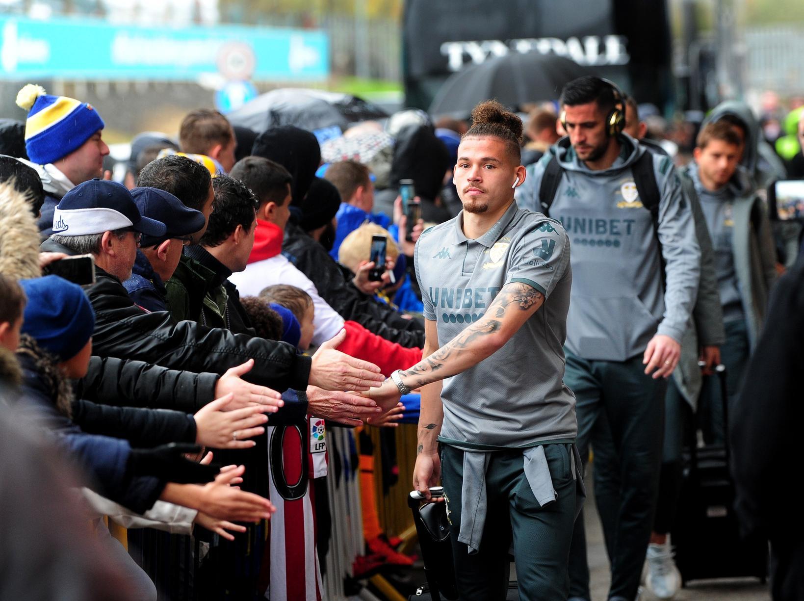 Fans line up to see local lad Kalvin Phillips and the rest of the team arrive for the game.