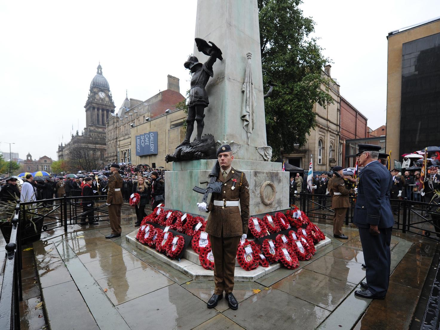 A previous Remembrance Day service at Victoria Gardens in Leeds.