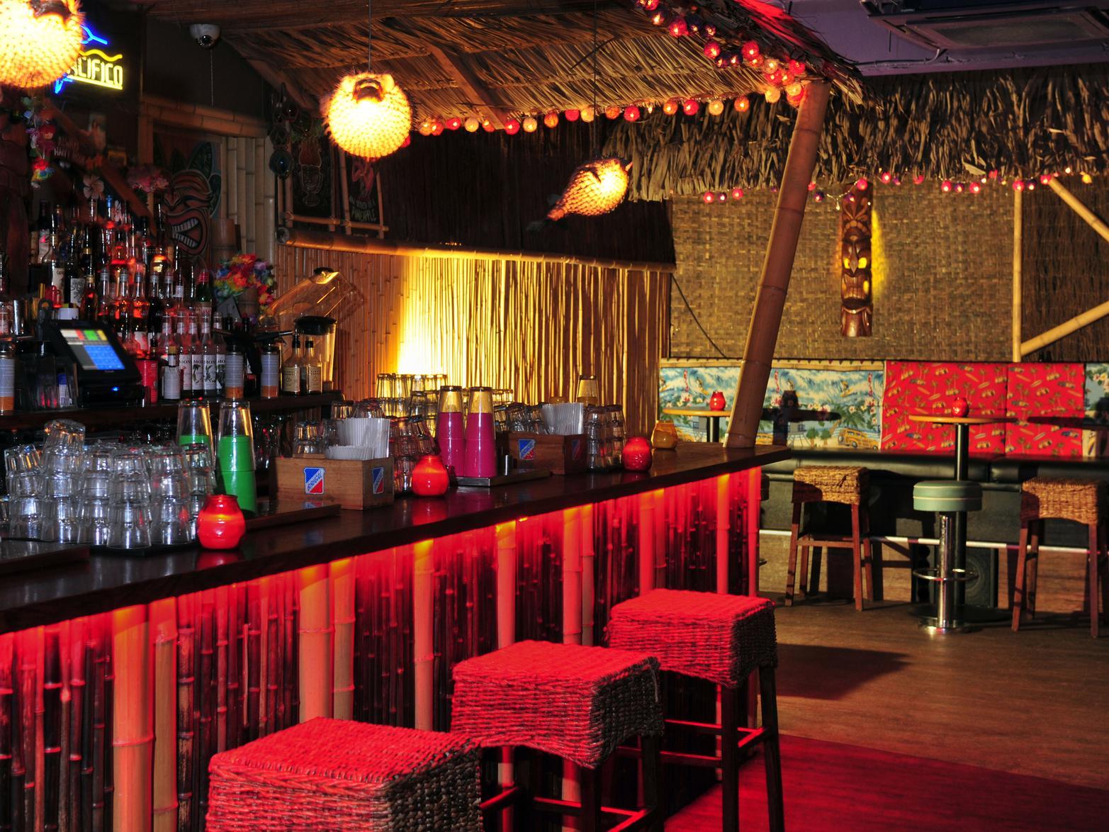 Hidden above Call Lane Social, the Tiki Hideaway is a 1950's-inspired tropical paradise. Its escapism at its best and the ultimate destination for the cocktail lover with its tiki dcor and zombie cocktails.