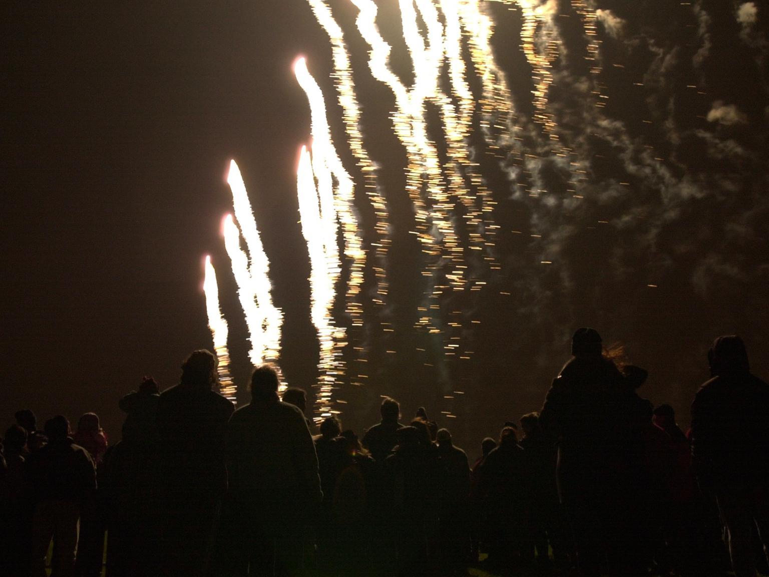 Spectators enjoy the fireworks at Bramley Park.