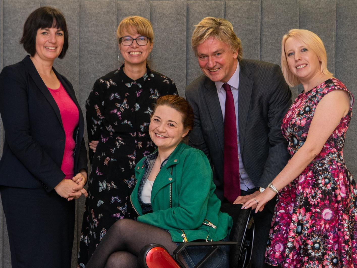 From left, judgesCoun Helen Hayden, Hannah Davies,Dr Hannah Barham-Brown, Russ Piper and Laura Collins. Picture: James Hardisty