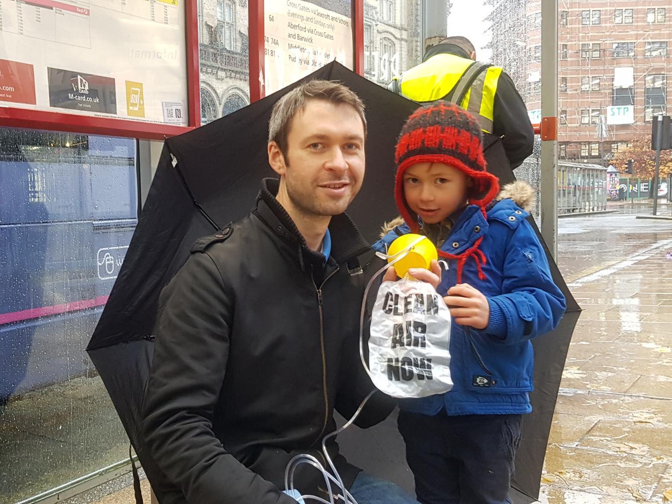 Campaigner Evan Holm with his 4-year-old son James
