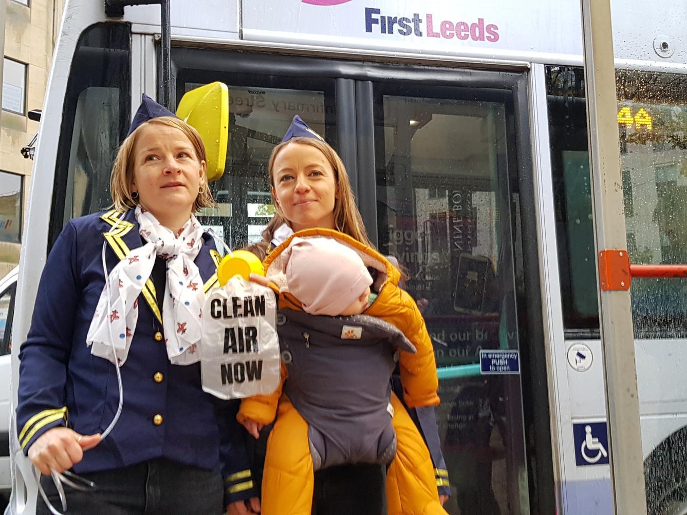 Ellen Clarke (left) with Caroline Thomas and her 11-month-old daughter, who were campaigning with the Air Team