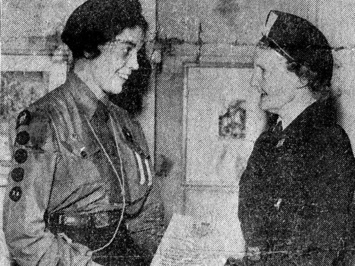 Rita Moorhouse (nee Jennings) getting her Queen's Guide Badge approx 1961.