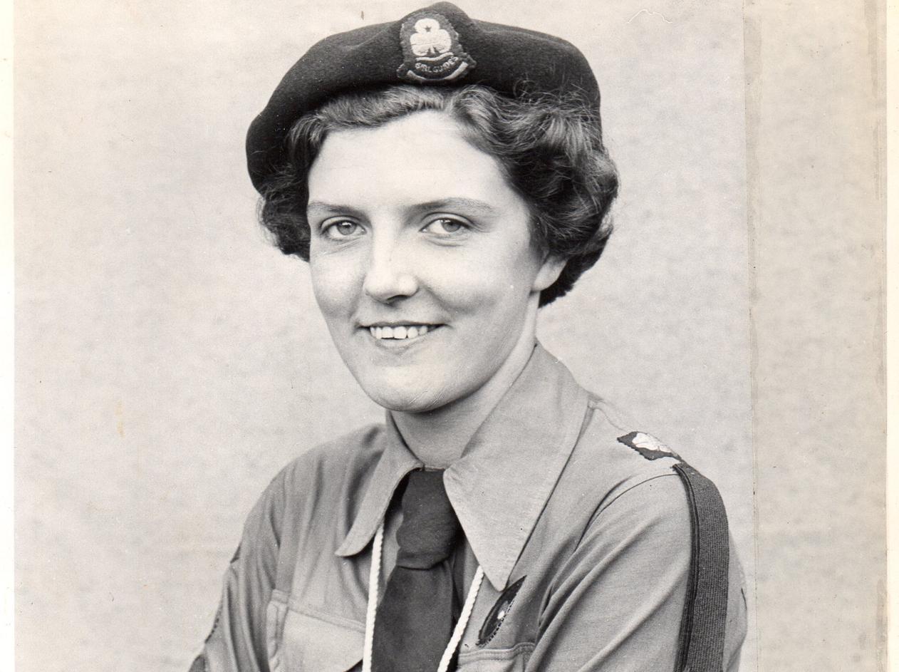 Averil Hopper (nee Spavin) with Queen's Guide Badge approx 1954.