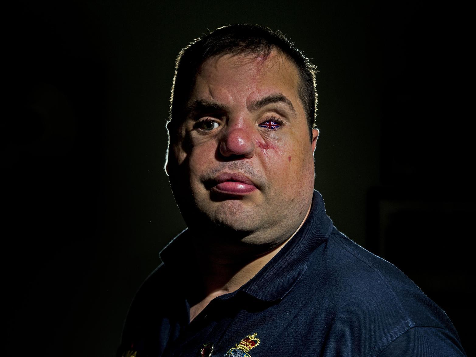 Iraq veteran Simon Brown, representing Blind Veterans UK, will march at the Cenotaph in London to mark Remembrance Sunday. Image: Tony Johnson.