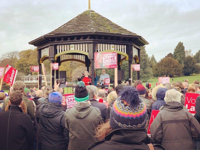 Jeremy Corbyn and Pudsey Labour candidate Jane Aitchison at Horsforth Hall Park on Saturday. Picture: Jane Aitchison/Twitter
