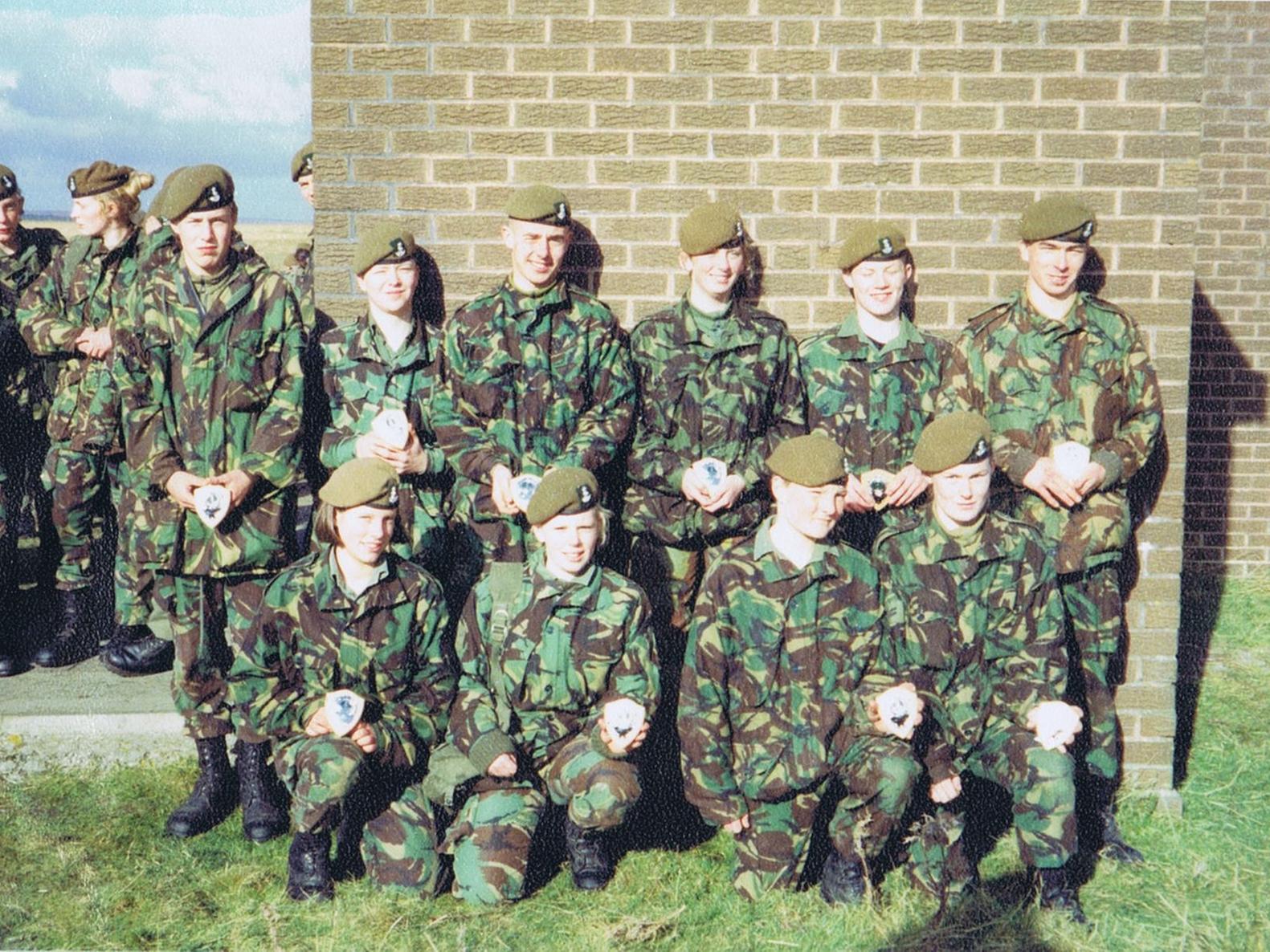 Photograph from series included in a report on the Green Howards Regiment as submitted to King Harald of Norway in 1993. Here: the overall winning team of the cadet competition, St John's Road Detachment from Scarborough, North Yorkshire