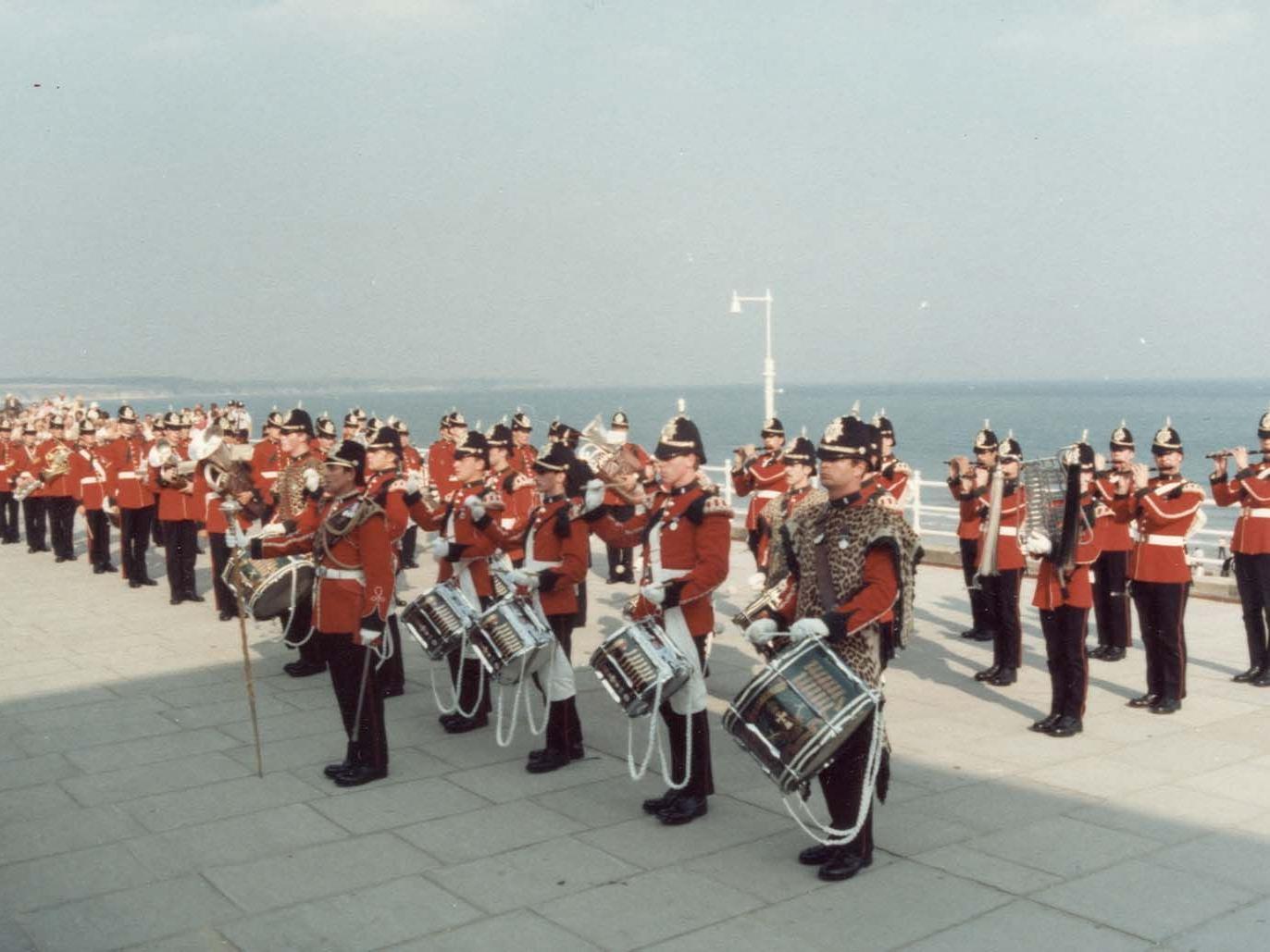 Band and Drums of 1st Battalion, Green Howards, Bridlington Freedom March, 1980