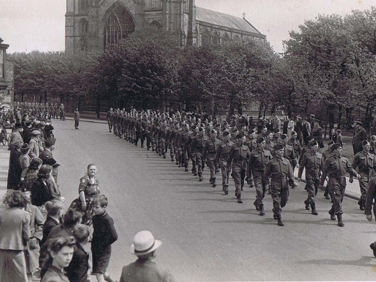 The Home Guard leaving Bridlington Priory Church c. 1941-1942