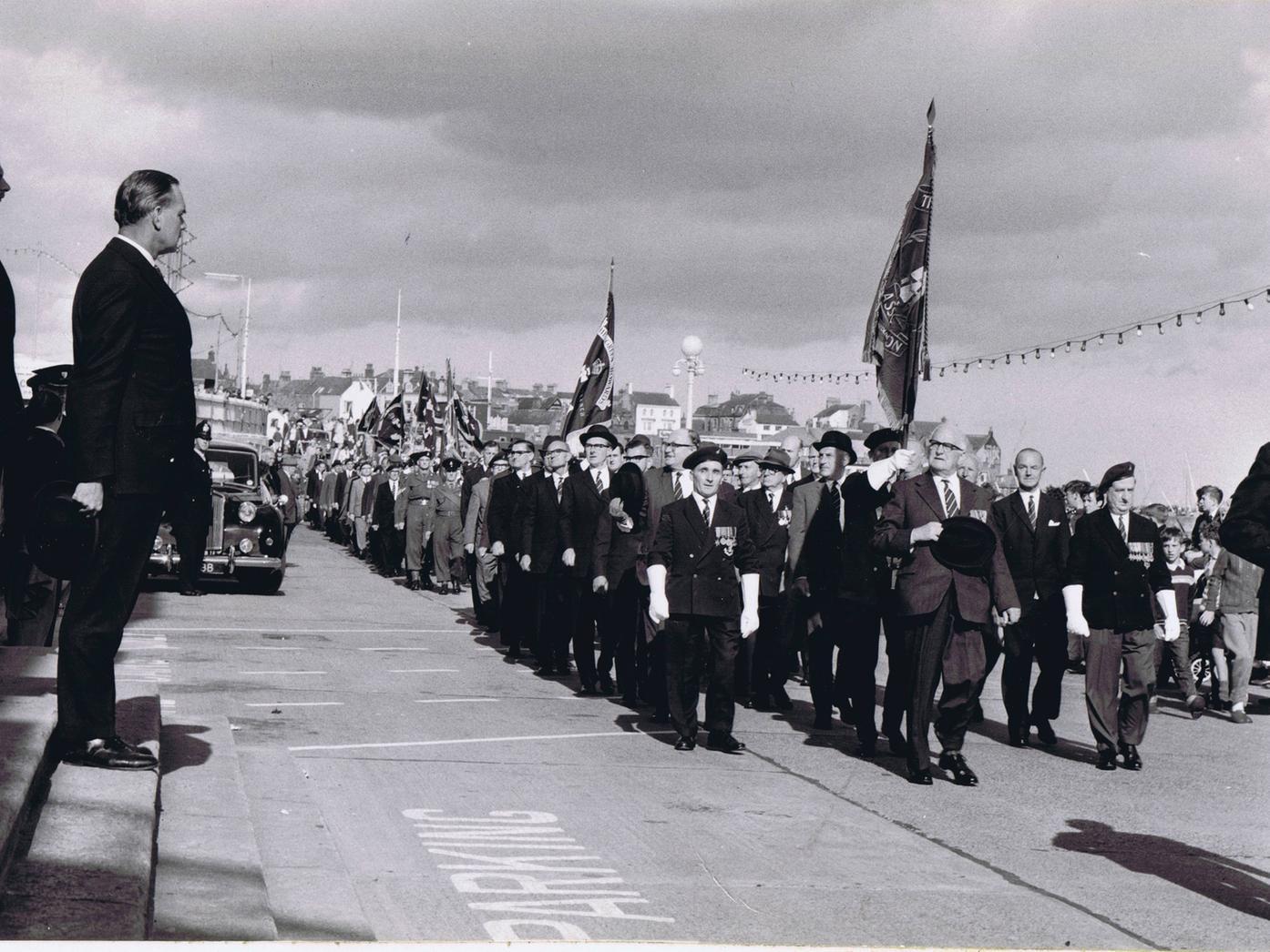 General D S Gordon taking the salute as the Bridlington Branch march past with Lt Col C H Gardiner, Bridlington Sunday, 4th September 1966