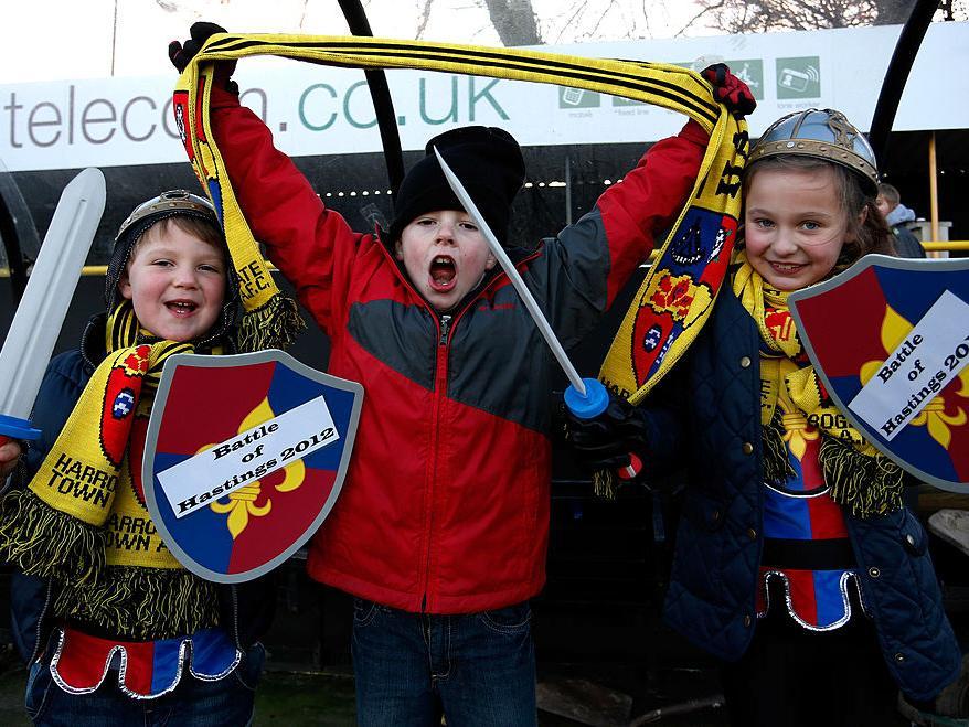 Three young Harrogate supporters enjoy the magic of the FA Cup.