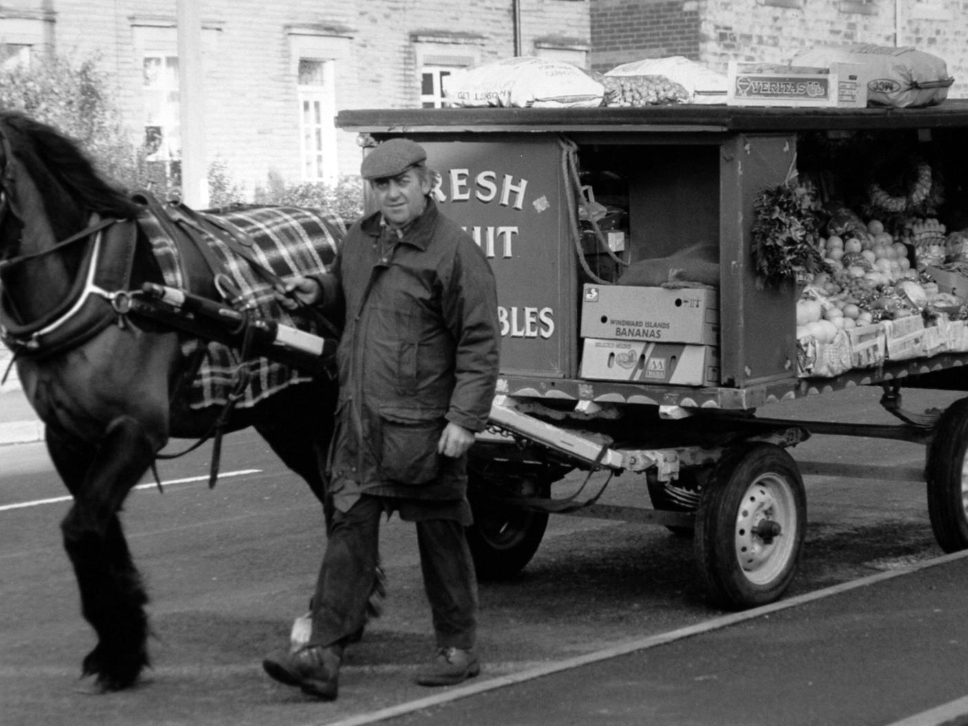 Kenneth Briggs was fast becoming one of Dewsbury's tourist attractions. Visitors stopped and stared when they saw him carrying on his greengrocery business with the aid of his horse-pulled green and gold painted cart.