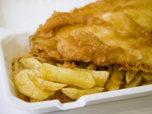 I had the onion bhaji battered fish and chips and she had the haddock and chips and they were both absolutely delicious, this place is a must especially if you love fish and chips. TripAdvisor reviewer