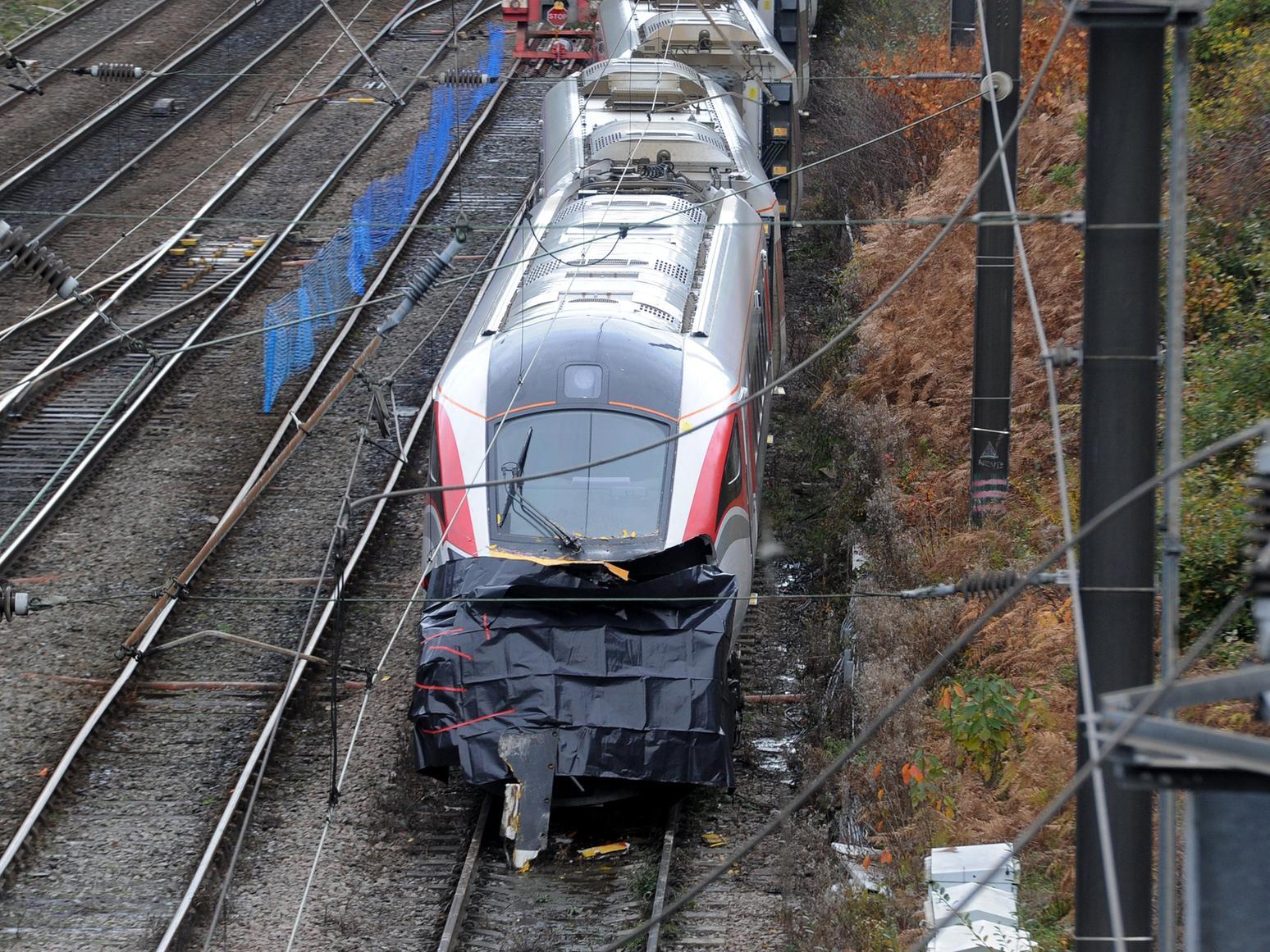 The Azuma train crashed at near the Leeds Station depot.