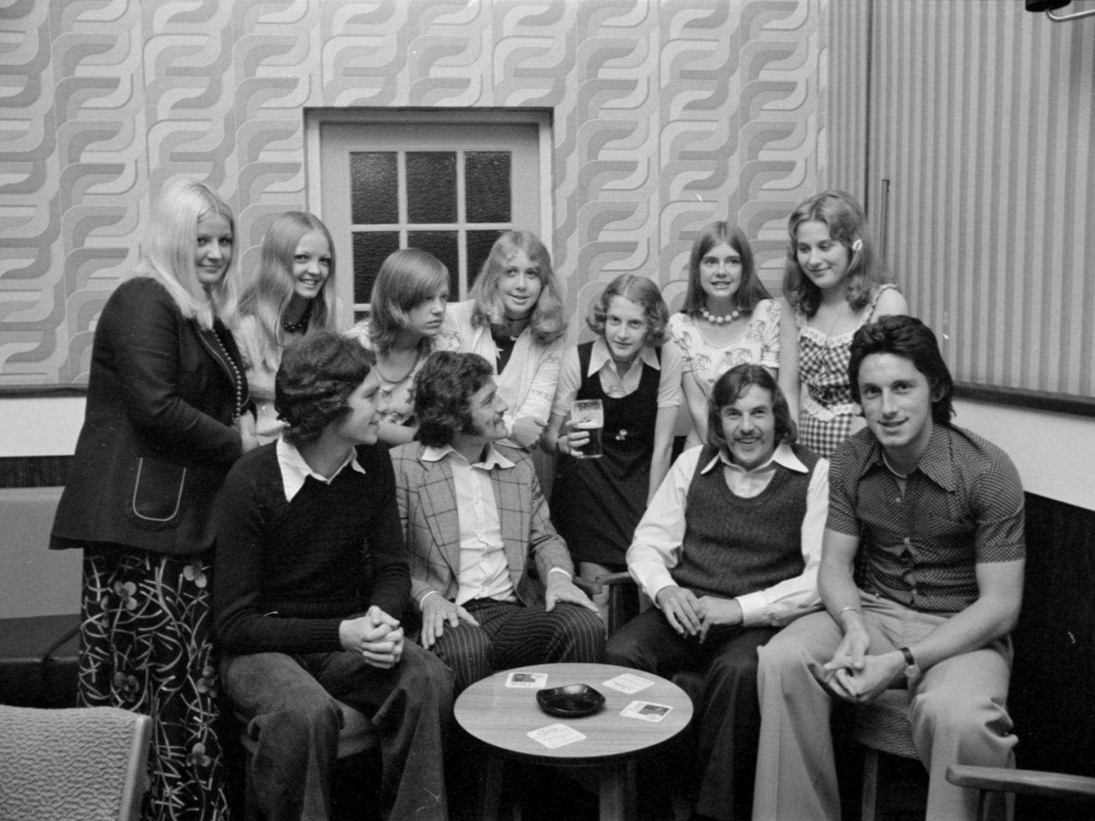 PNE fans meet four of the players at a supporters' club party in the 1970s