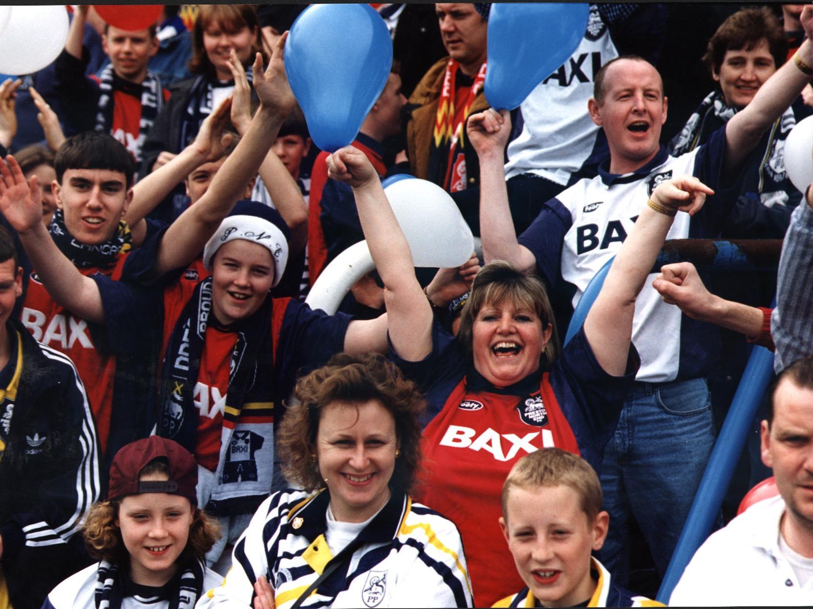 PNE fans at Deepdale in 1996
