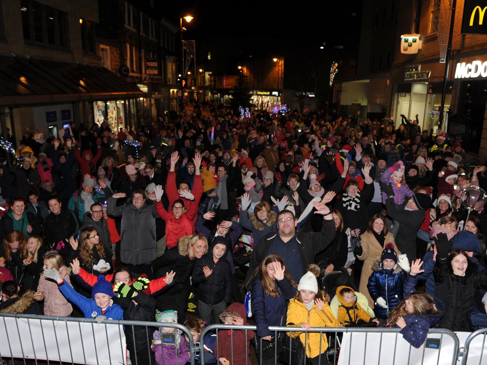 Crowds gather at the Christmas lights switch-on.