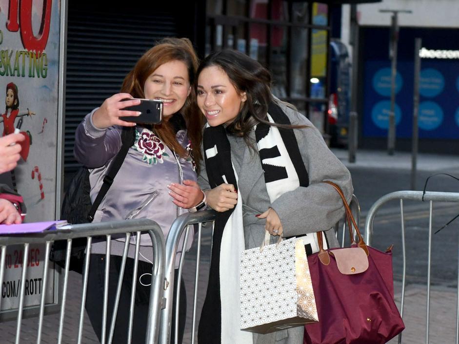 Katya Jones takes a selfie with a fan
