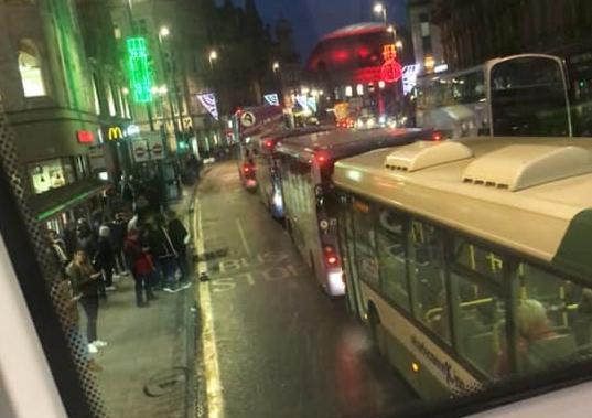 Footage shows an ambulance stuck in gridlocked traffic on Boar Lane