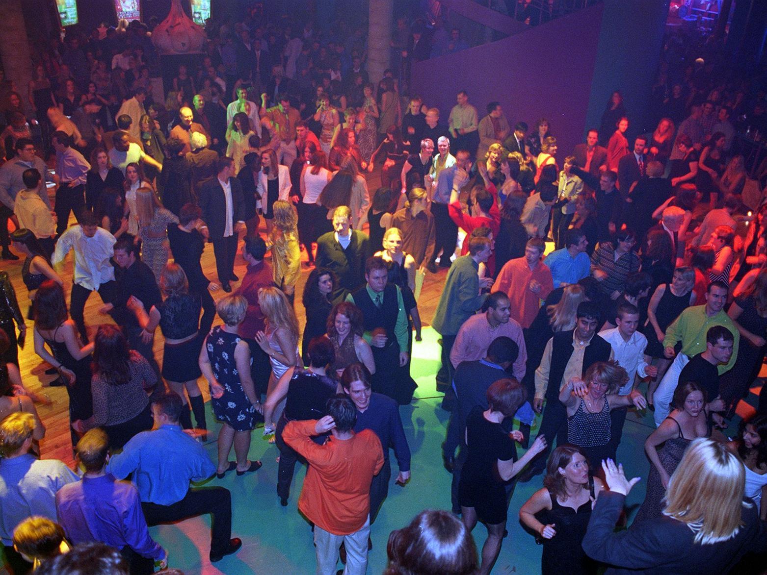 Packed dance floor inside Club Barcelona, Birstall near Leeds.