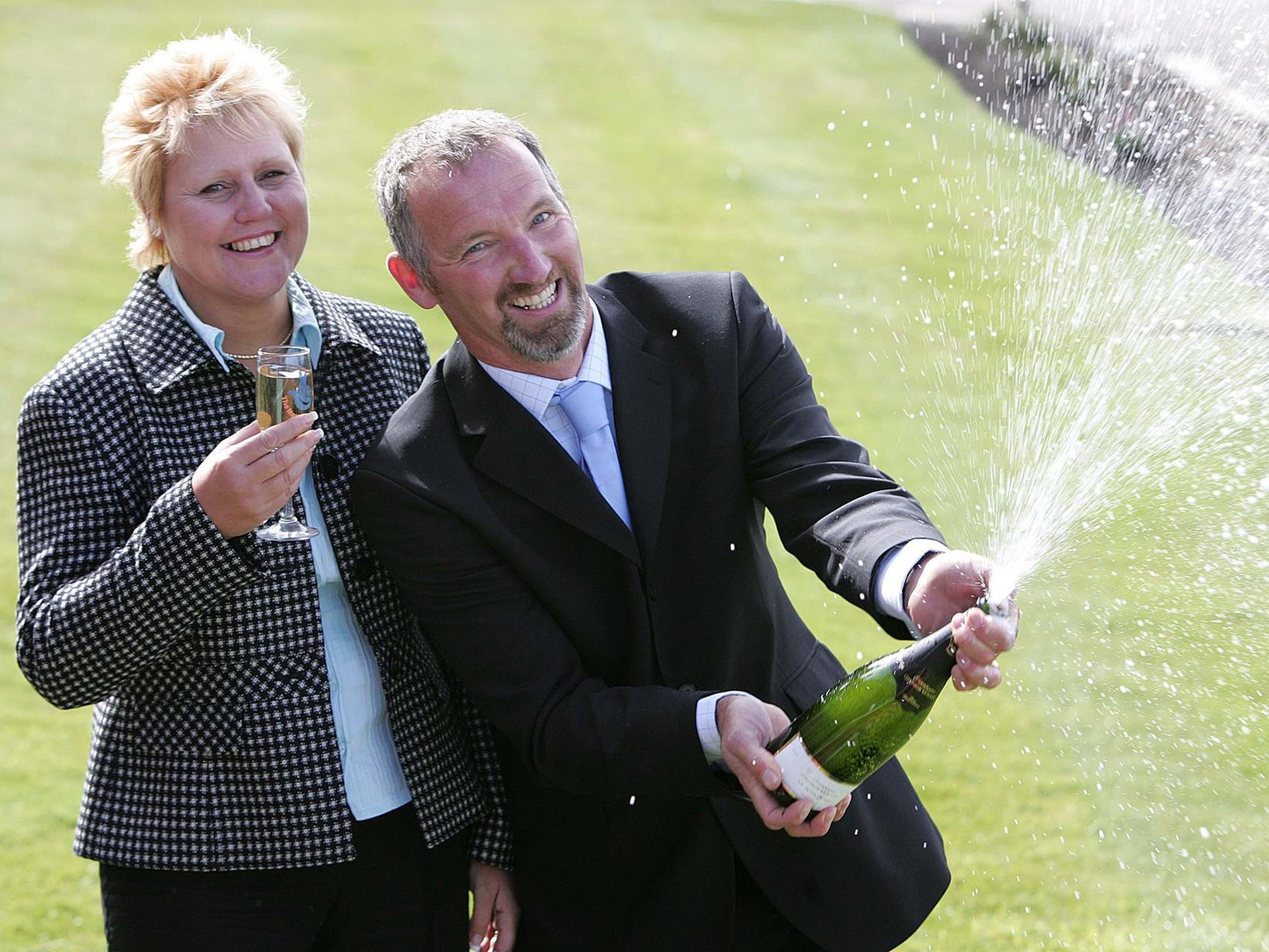 Milkman Colin Bradley, of Preesall, with wife Pauline after scooping 1.4m on the lottery in 2005