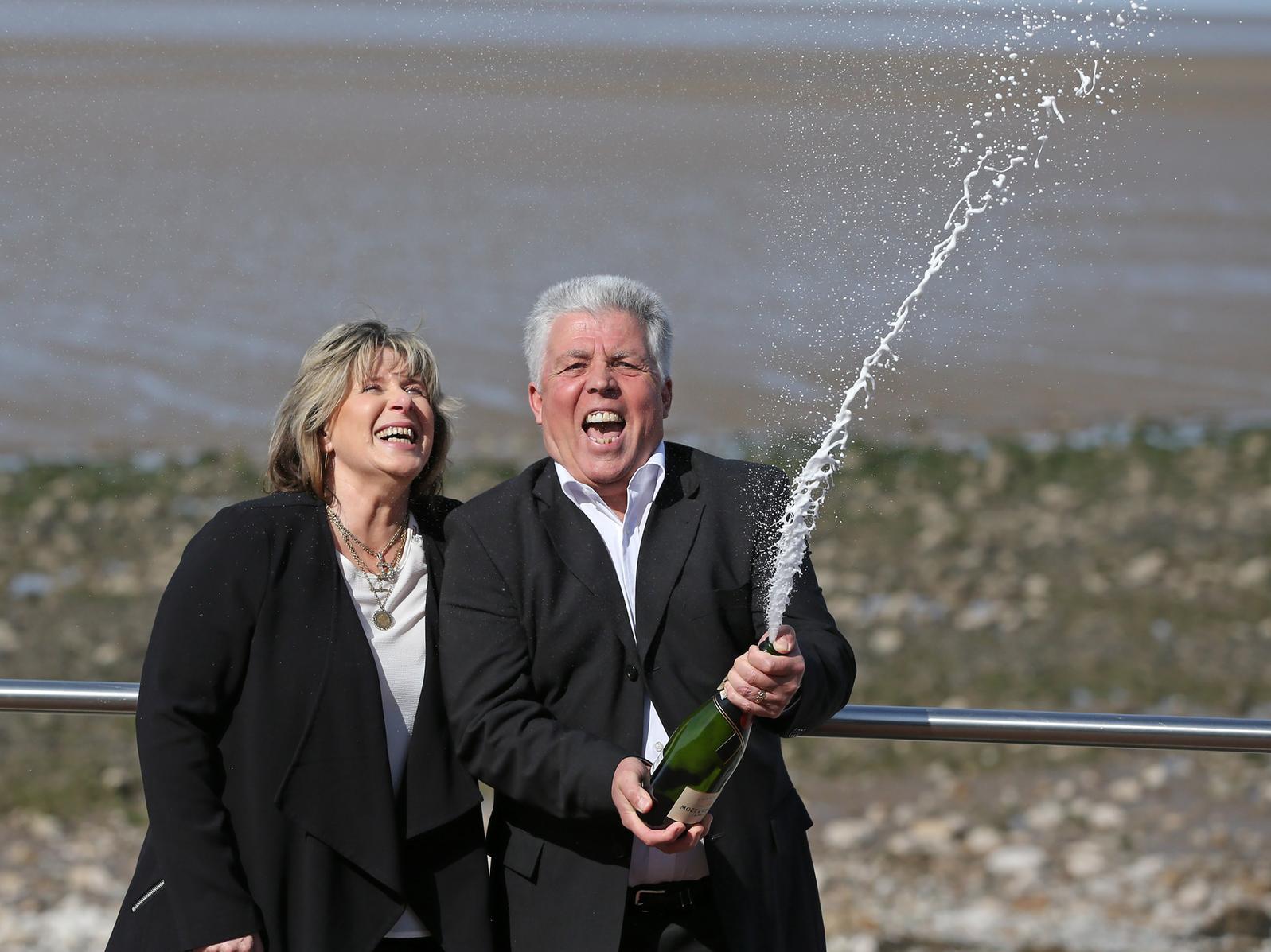 Denise Scarr and husband Robert celebrate winning 6,311,254 in April 2015