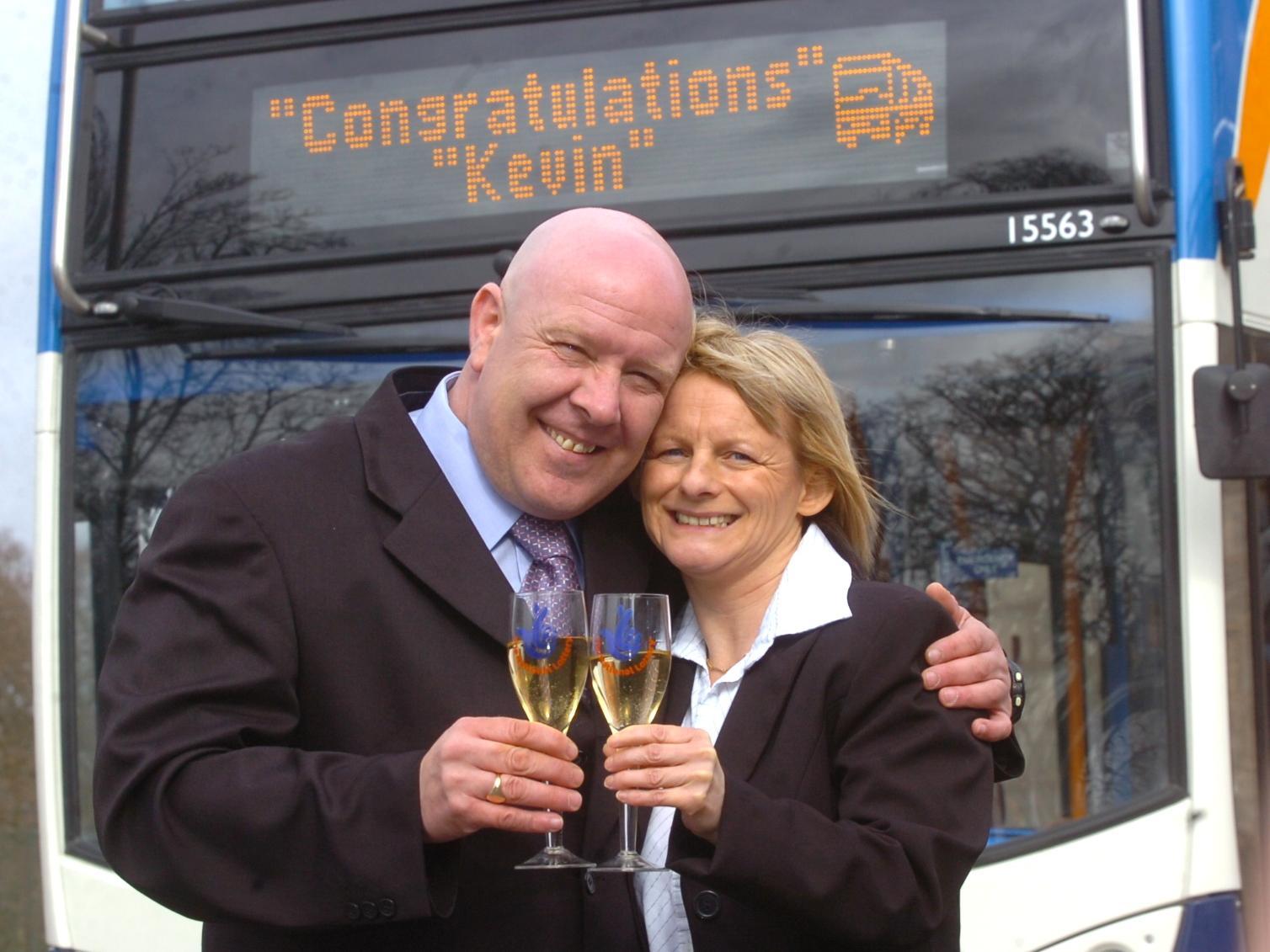 Preston Bus driver Kevin Halstead with partner Josephine Jones, after winning 2,302,668 in March 2010