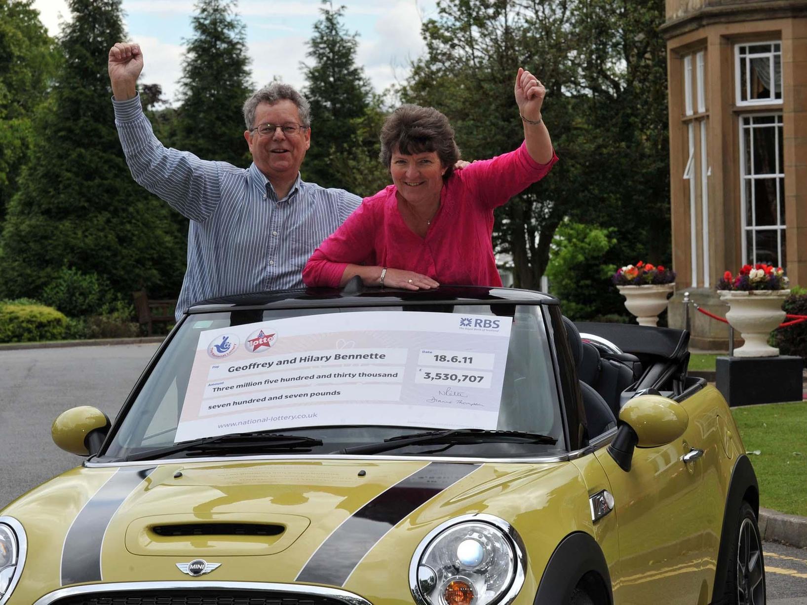 Geoffrey and Hilary Bennette, from Blackburn, celebrate after winning a 3.5m share in June 2011