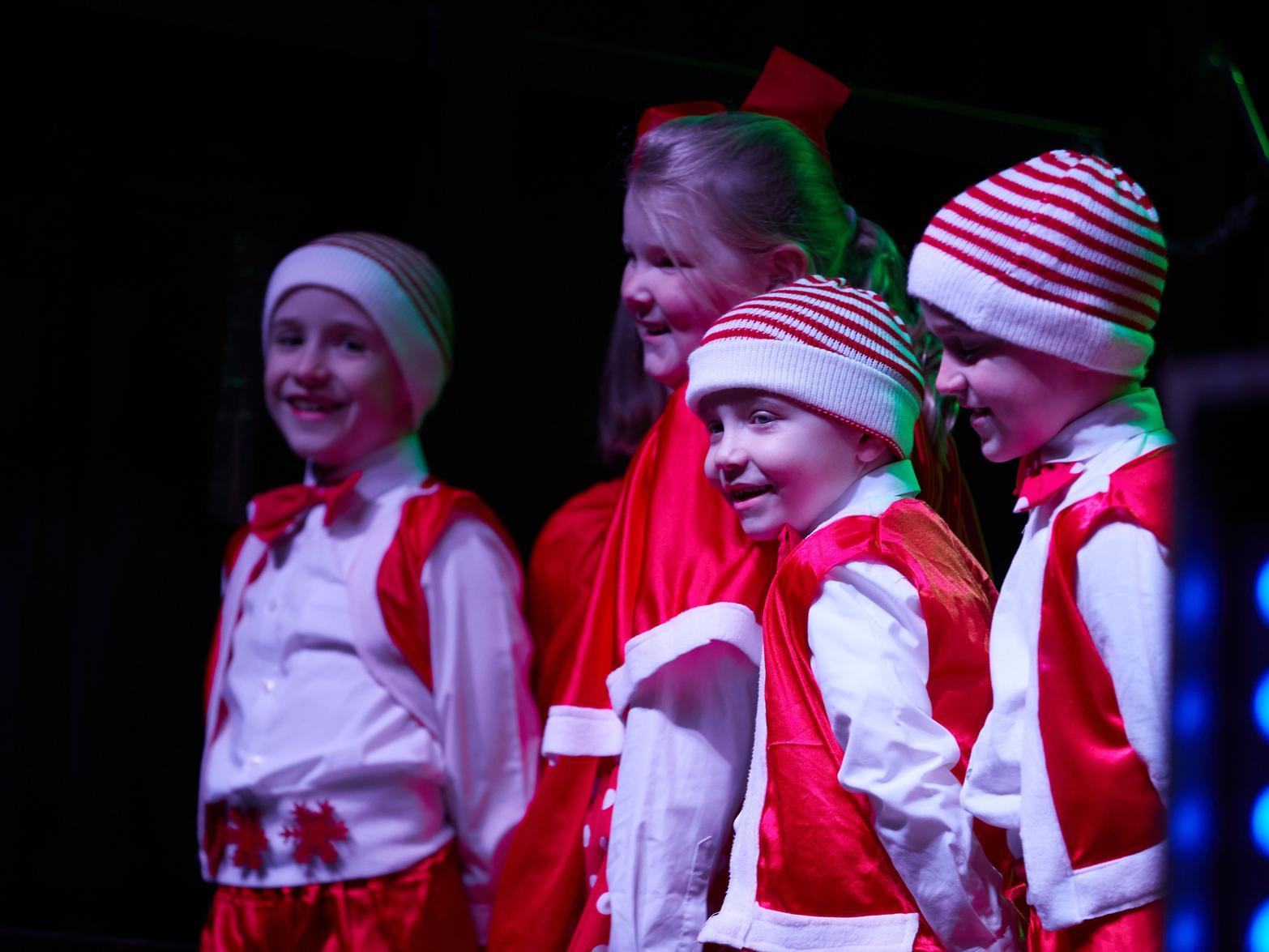 Happy faces brighten the stage in Pontefract's Market Place.
