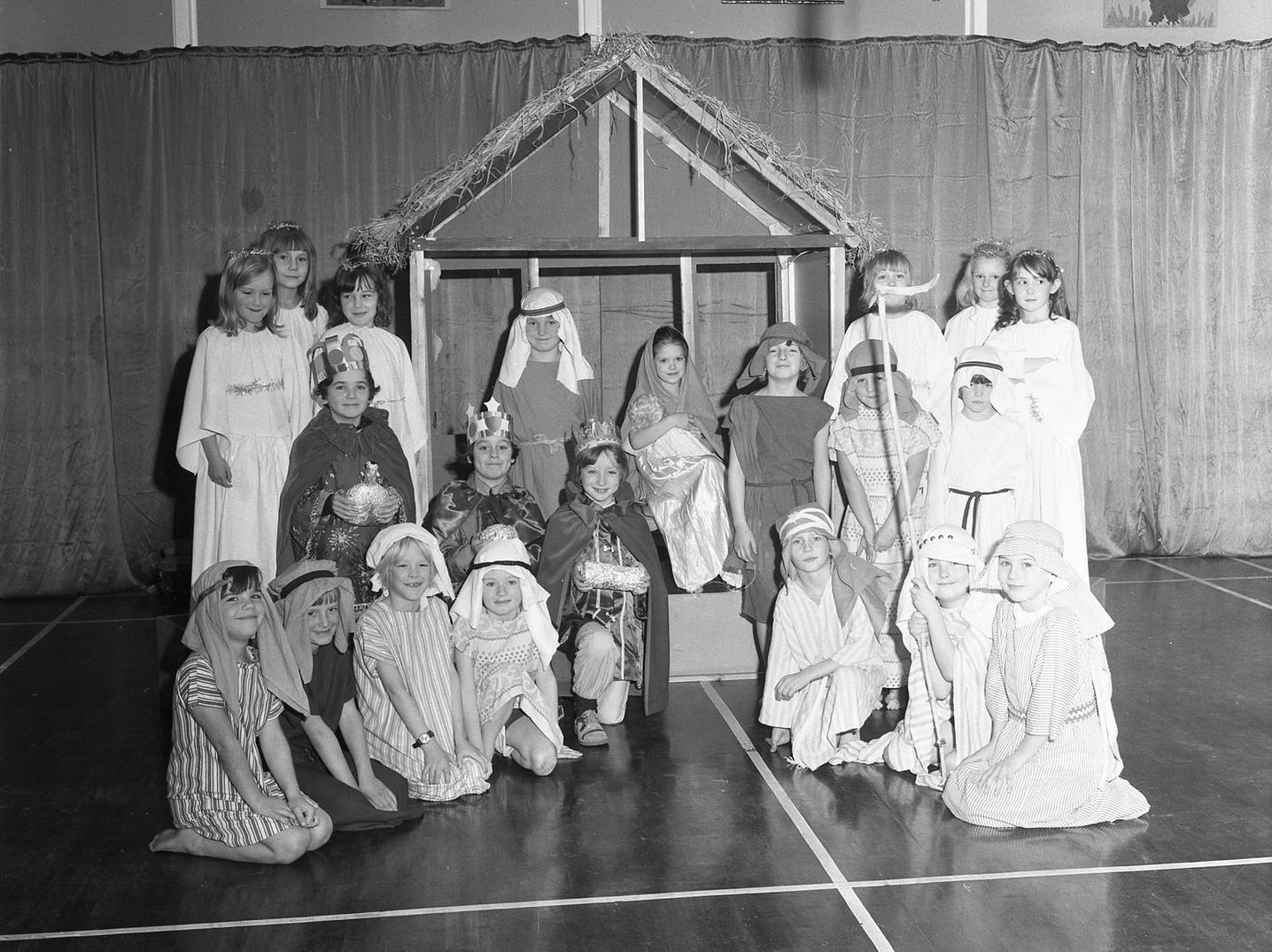 Although this image was captured 45 years ago, the photo is a timeless shot of a traditional Nativity scene replicated in hundreds of schools throughout the years. These pupils were from Freckleton  School and it as their dress rehearsal.