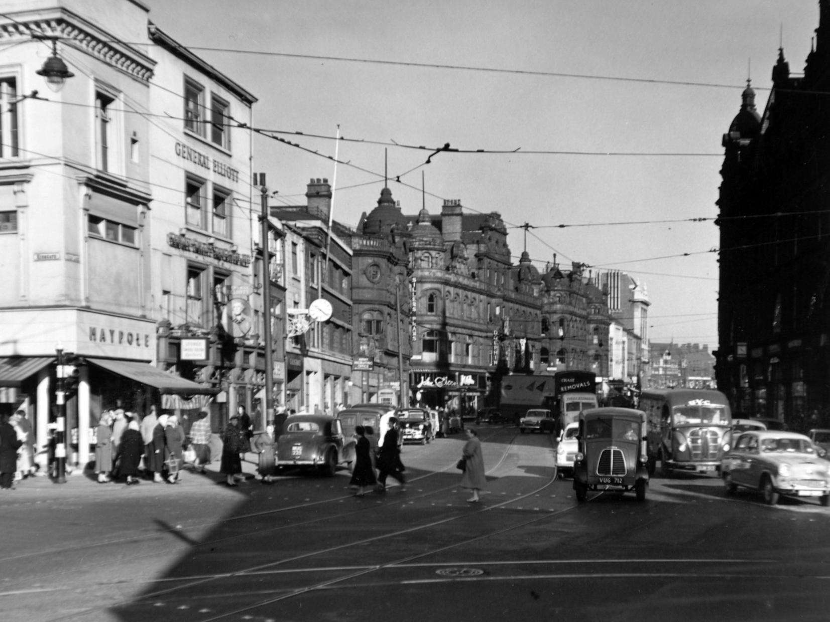 A view of Vicar Lane in October 1956.