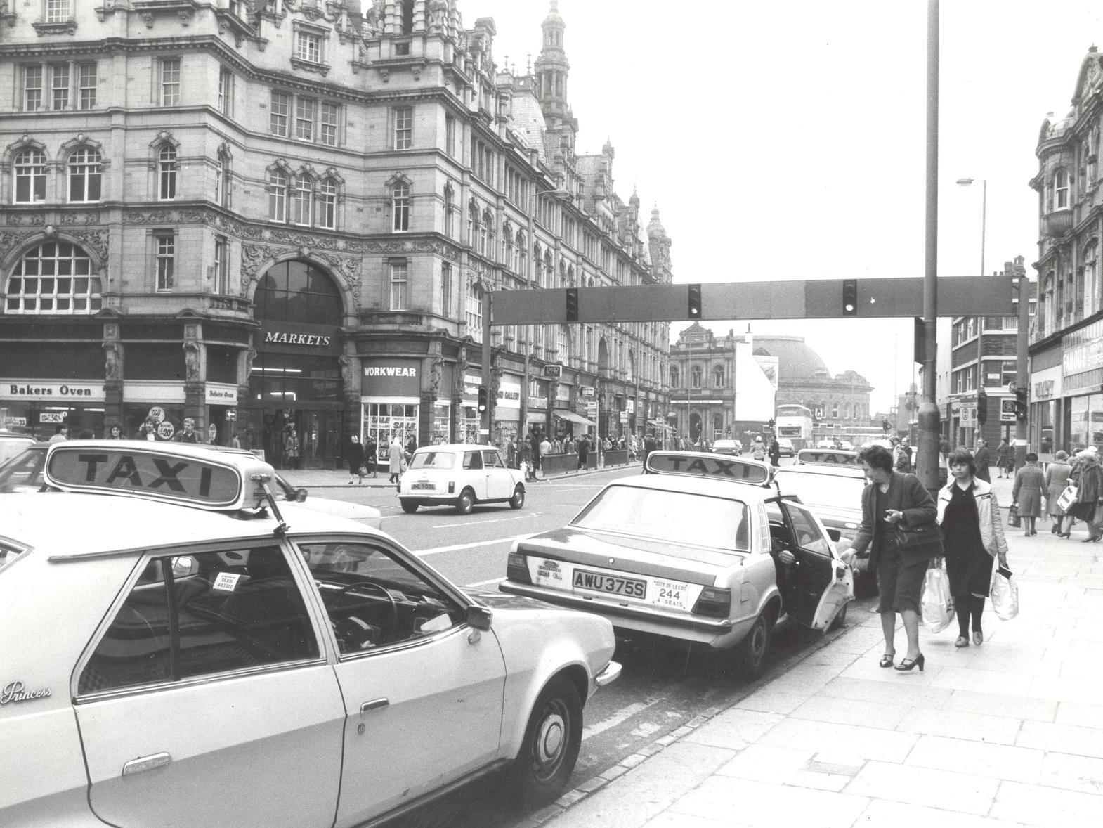 A view of Vicar Lane in the early 1980s. You can see the Corn Exchange in the distance.