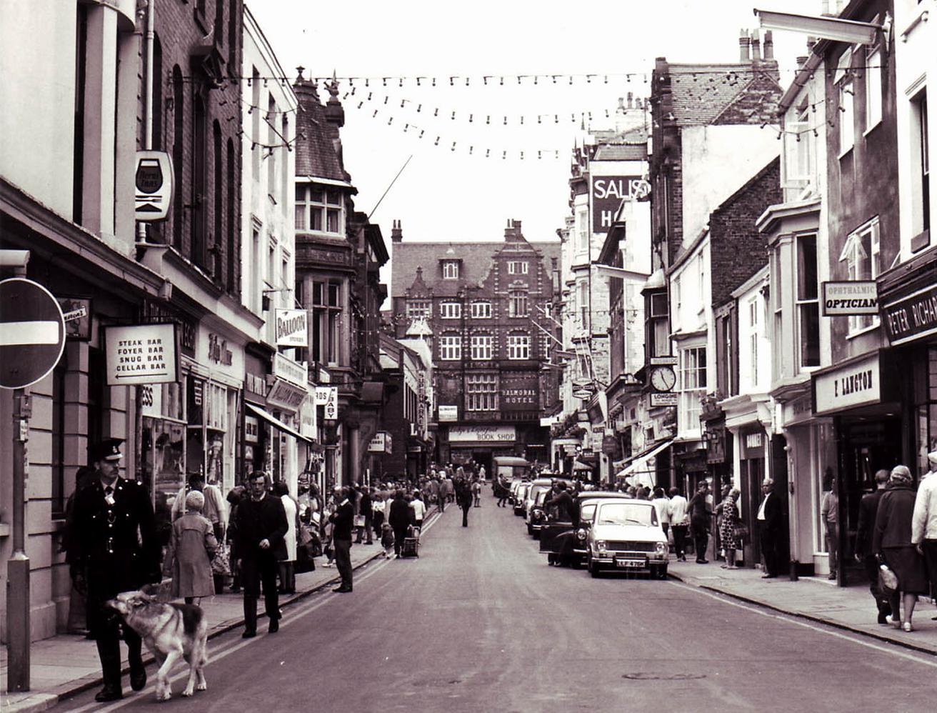A view up Huntriss Row at the turn of the decade from the 60s to the 70s.