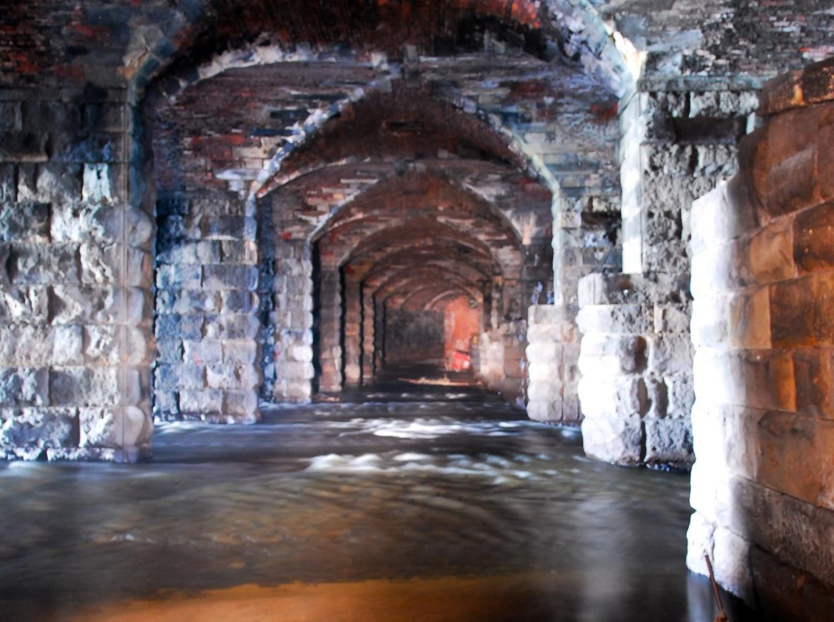 The inside of the Dark Arches is cavernous.