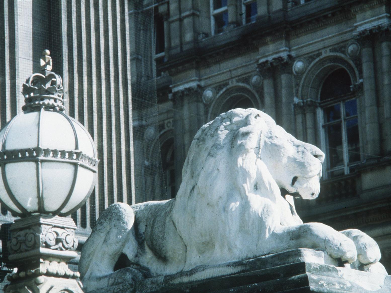 In 1921, Lt Col Kitson Clark had some harsh words for the Leeds Town Hall lions, describing them as extraordinarily poor, mawkish and miserable looking. The lions were carved by William Day Kayworth Jnr at a cost of 550.